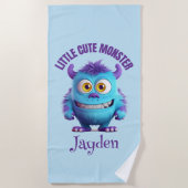 Kleine Leuke Monster Paarse Horens Gepersonaliseer Strandlaken (Voorkant)