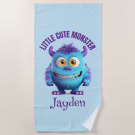Kleine Leuke Monster Paarse Horens Gepersonaliseer Strandlaken