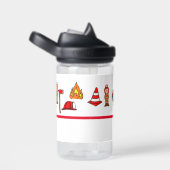 Kleine Leuke Rode Brandmotor & Brandweerlieden Waterfles (Rechts)
