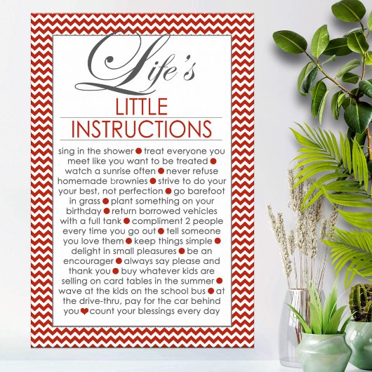 Kleine Levensinstructies Rood Poster