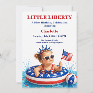 Kleine Liberty 1e verjaardag Patriottisch zwembadf Kaart