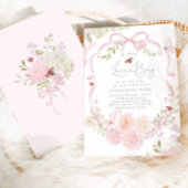 Kleine Liefdesfout Roze Strik Baby Shower Kaart