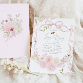 Kleine Liefdesfout Roze Strik Baby Shower Kaart