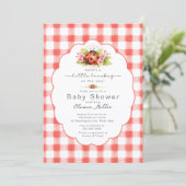 Kleine Liefdeskever Gingham Baby Shower Kaart (Staand voorkant)