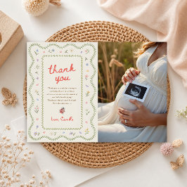 Kleine Liefdeskever Wilde Bloem Baby Shower Foto Bedankkaart