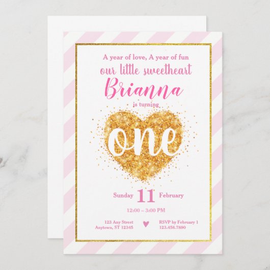 Kleine liefhebber Valentijn Eerste verjaardag Uitn Kaart (Voorkant / Achterkant)