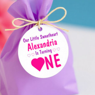 Kleine liefje 1e verjaardag bedankjes labels
