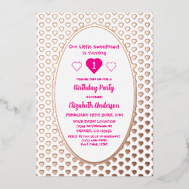 Kleine liefje 1e verjaardag folie uitnodiging