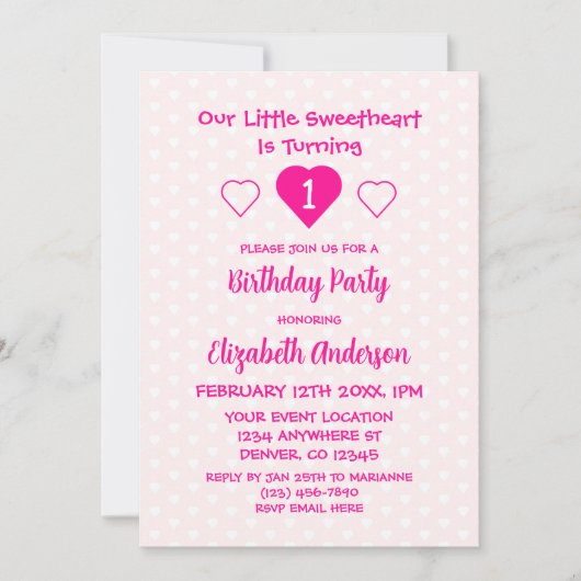 Kleine liefje 1e verjaardag kaart (Voorkant)