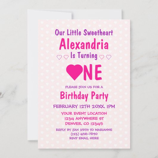 Kleine liefje 1e verjaardag kaart (Voorkant)