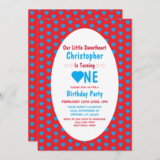 Kleine liefje 1e verjaardag kaart (Voorkant / Achterkant)