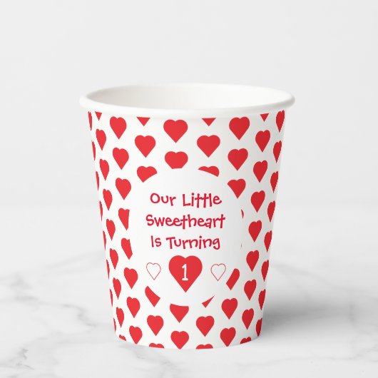 Kleine liefje 1e verjaardag papieren bekers (Voorkant)