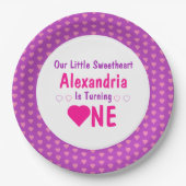 Kleine liefje 1e verjaardag papieren bordje (Voorkant)