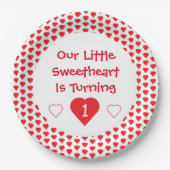 Kleine liefje 1e verjaardag papieren bordje (Voorkant)