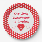 Kleine liefje 1e verjaardag papieren bordje (Voorkant)