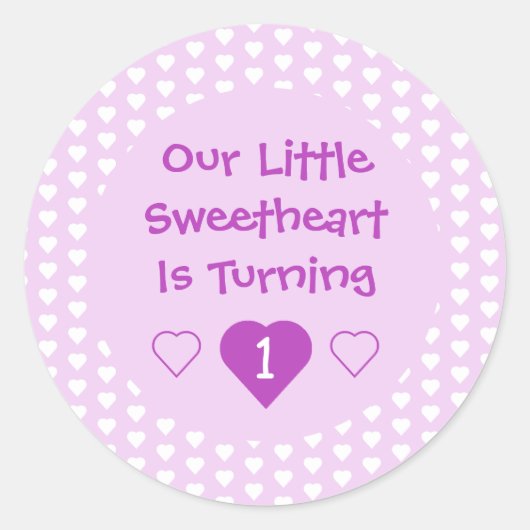 Kleine liefje 1e verjaardag ronde sticker (Voorkant)