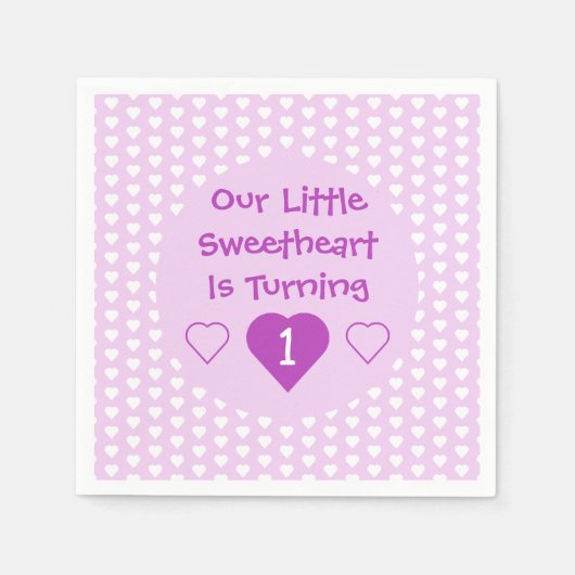 Kleine liefje 1e verjaardag servet (Voorkant)