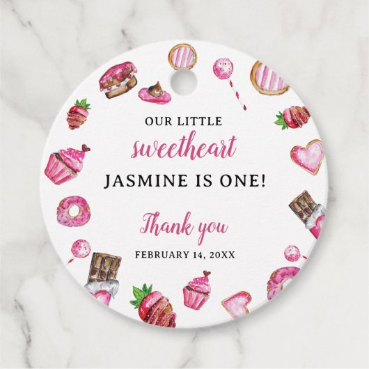 Kleine liefje 1e verjaardag Valentijn van de geboo Bedankjes Labels (Voorkant)