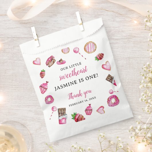 Kleine liefje 1e verjaardag Valentijn van de geboo Bedankzakje (Geknipt)