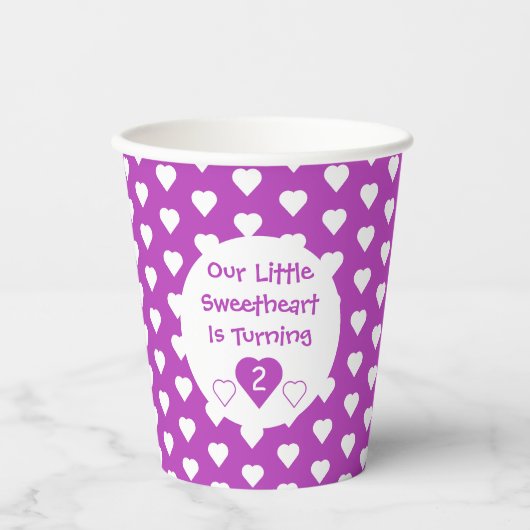 Kleine liefje 2e verjaardag papieren bekers (Voorkant)