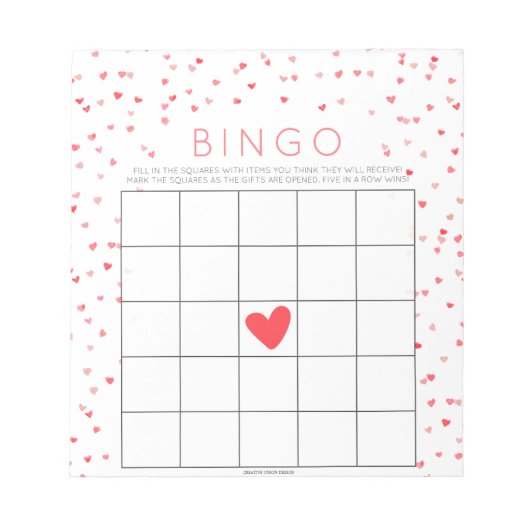 Kleine Liefje Baby Shower Bingo Game Tear Offs Notitieblok (Voorkant)