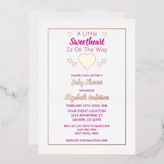 Kleine Liefje Baby Shower Folie Uitnodiging (Envelop)
