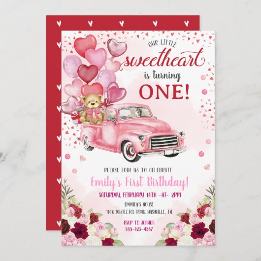 Kleine liefje Beer Roze hart Vrachtdag Kaart (Voorkant / Achterkant)