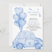 Kleine liefje blauwe auto en ballon Baby shower Kaart (Voorkant)