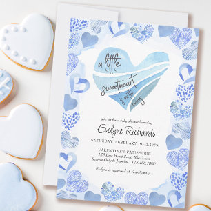 Kleine Liefje Blauwe Hartjes Jongen Baby Shower Kaart