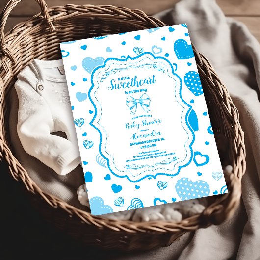 Kleine liefje blauwe Valentijn Baby shower Kaart