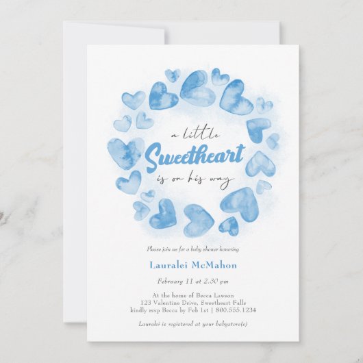 Kleine liefje blauwe Valentijn Baby shower Kaart (Voorkant)