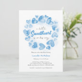 Kleine liefje blauwe Valentijn Baby shower Kaart (Staand voorkant)