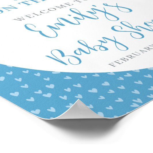 Kleine liefje blauwe Valentijn Baby shower Poster (Hoek)