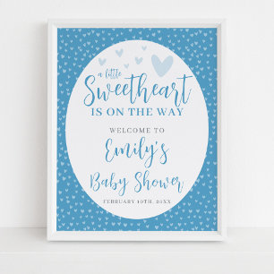 Kleine liefje blauwe Valentijn Baby shower Poster