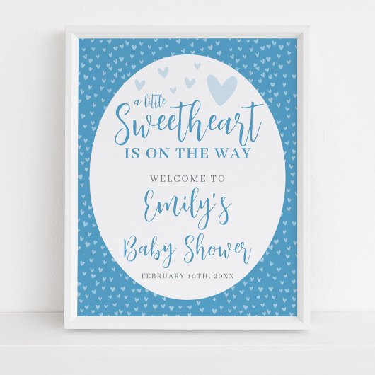 Kleine liefje blauwe Valentijn Baby shower Poster