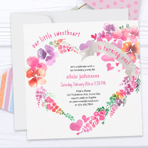 Kleine Liefje Bloemhart Meisjes 1e Verjaardag Kaart