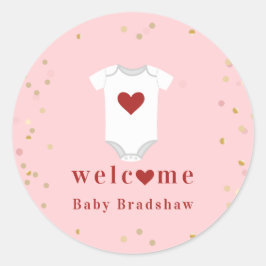 Kleine liefje Bodysuit Valentijn Baby shower Ronde Sticker