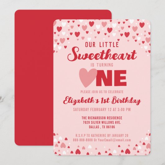 Kleine liefje die een eerste verjaardag draait kaart (Voorkant / Achterkant)