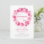 Kleine liefje eerste verjaardag Roze liefdeshart Kaart (Staand voorkant)