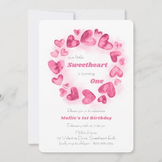 Kleine liefje eerste verjaardag Roze liefdeshart Kaart (Voorkant)