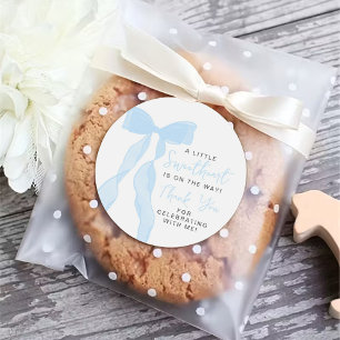 Kleine Liefje Elegante Blauwe Strik Baby Shower Ronde Sticker