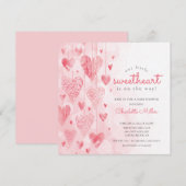 Kleine liefje Hangen Hearts Girls Baby shower Kaart (Voorkant / Achterkant)