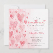 Kleine liefje Hangen Hearts Girls Baby shower Kaart (Voorkant)