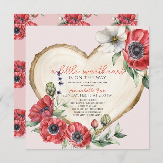 Kleine liefje Hout Slice Baby shower Kaart (Voorkant / Achterkant)