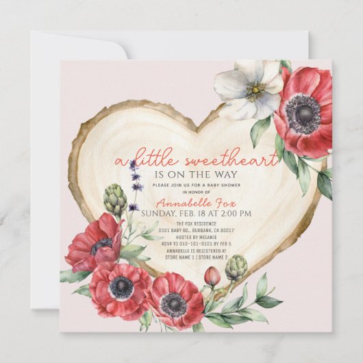 Kleine liefje Hout Slice Baby shower Kaart (Voorkant)