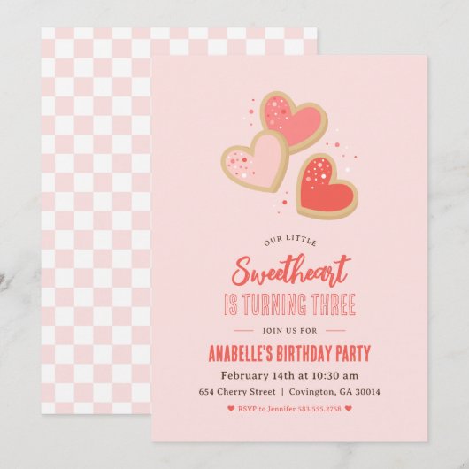 Kleine liefje Kinderen Birthday Party Kaart (Voorkant / Achterkant)