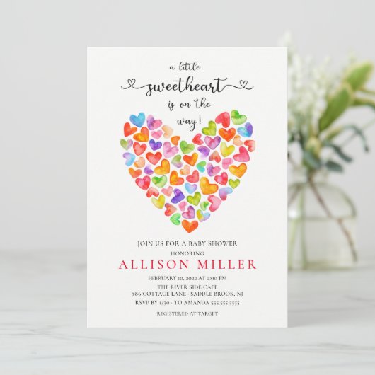 Kleine liefje Meisjes Baby shower Invita Kaart (Staand voorkant)