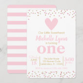 Kleine liefje Meisjes Roze en Gouden Dag Kaart (Voorkant / Achterkant)