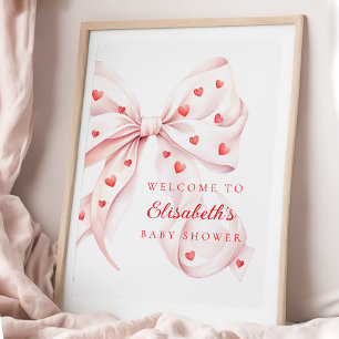 Kleine Liefje Roze Strik Baby Shower Welkom Poster