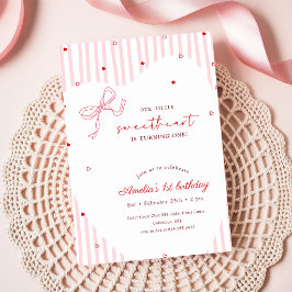 Kleine Liefje Roze Strik Coquette Eerste Verjaarda Kaart